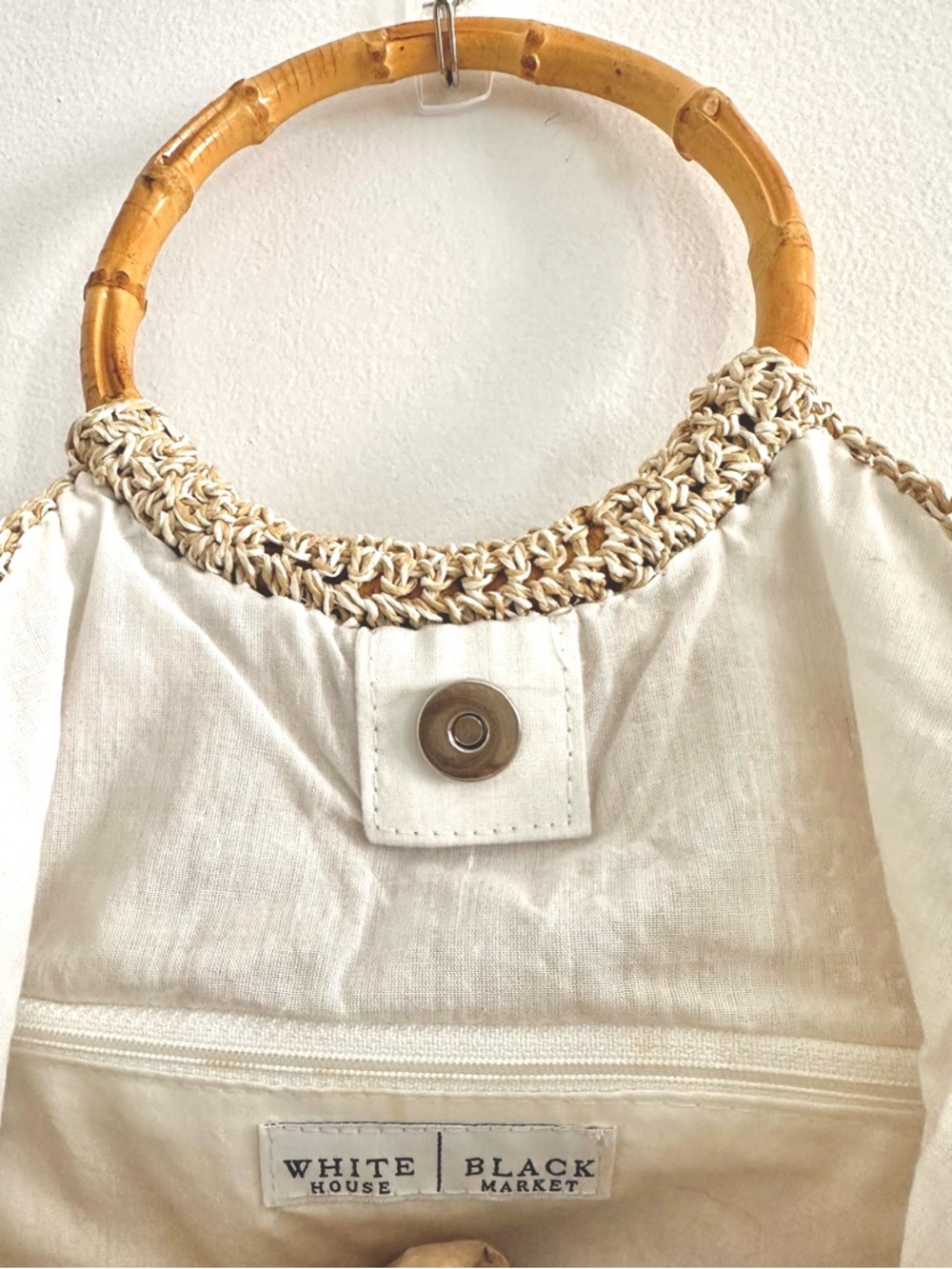 White House Black Market Woven Straw Tote with Bamboo Handles - Natural - Picture 2 of 4